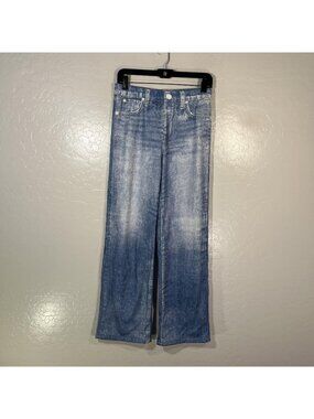 Mila Rosabella Jeans Womens M Blue Light Wash Wide Leg Elastic Waist Stretch